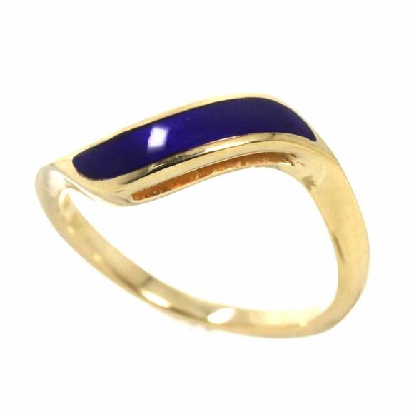 MIKIMOTO Enamel Ring 18K Yellow Gold 750 size4.75-5(US) - Picture 1 of 12